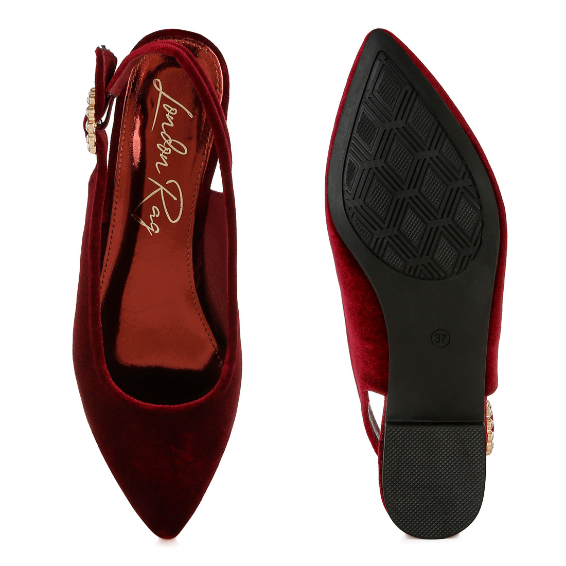 velvet slingback flat sandals#color_dark-red