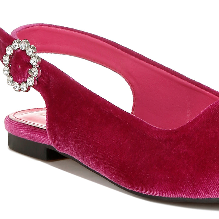 Velvet Slingback Flat Sandals