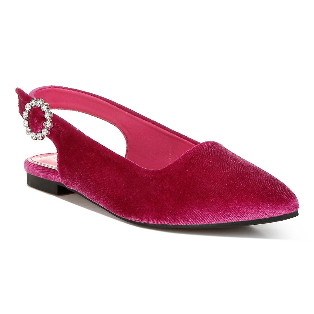 velvet slingback flat sandals#color_fuchsia
