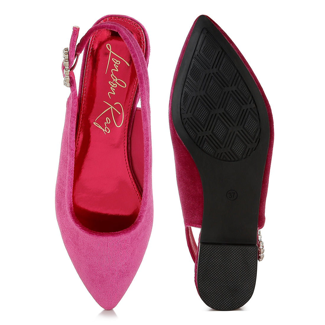 velvet slingback flat sandals#color_fuchsia