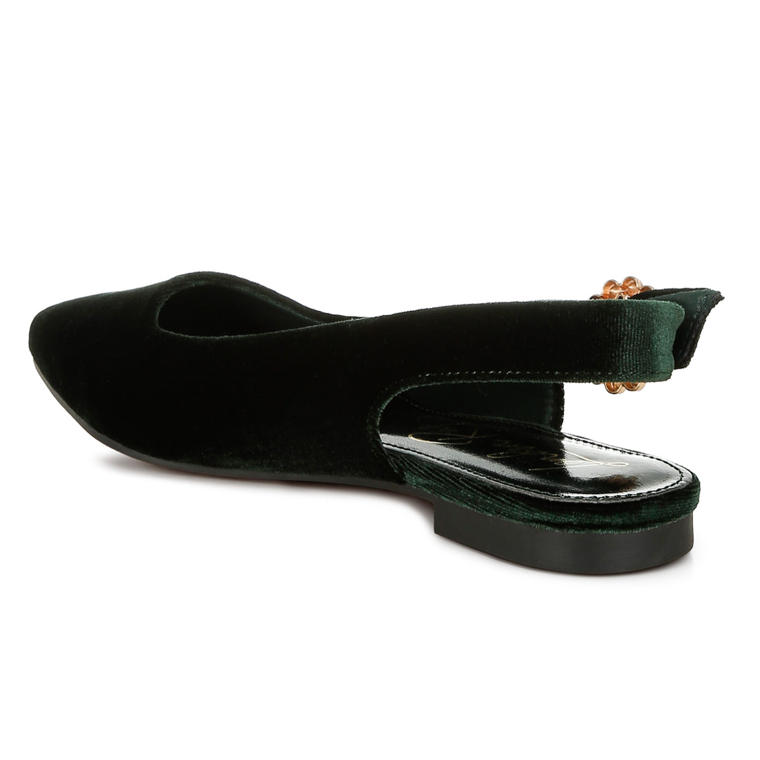 velvet slingback flat sandals#color_green