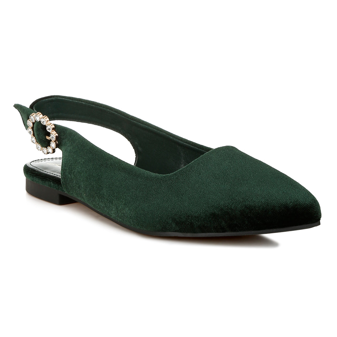 velvet slingback flat sandals#color_green