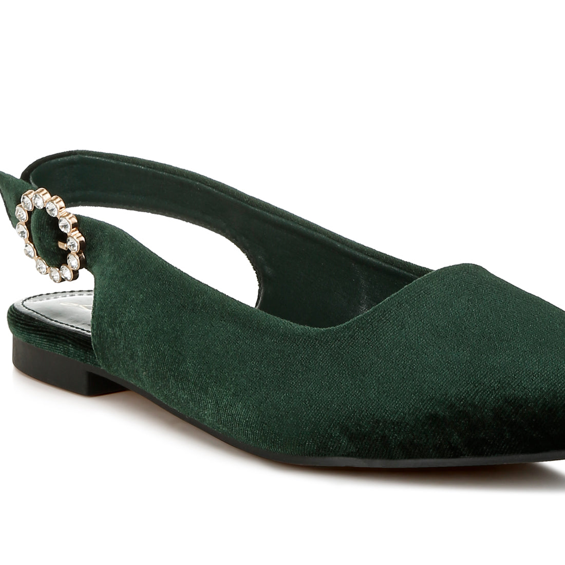 velvet slingback flat sandals#color_green