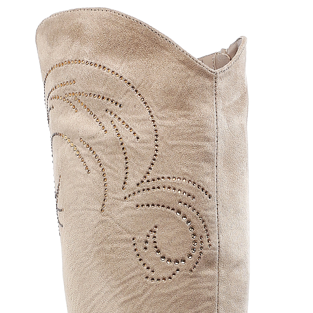 rhinestone patterned calf boots#color_beige