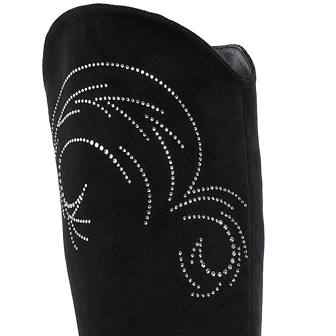 rhinestone patterned calf boots#color_black