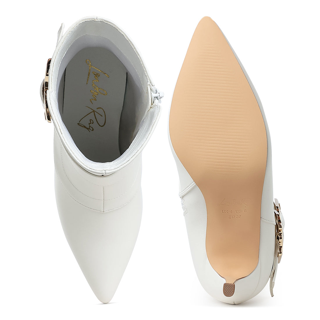 chunky buckle strap ankle boots#color_white