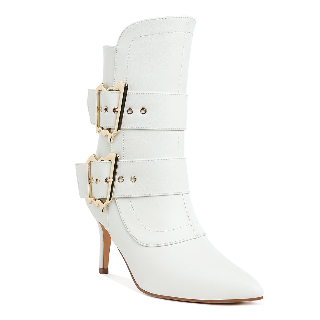 chunky buckle strap ankle boots#color_white