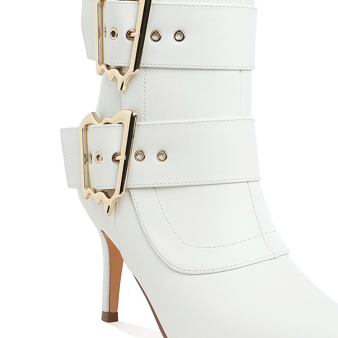 chunky buckle strap ankle boots#color_white