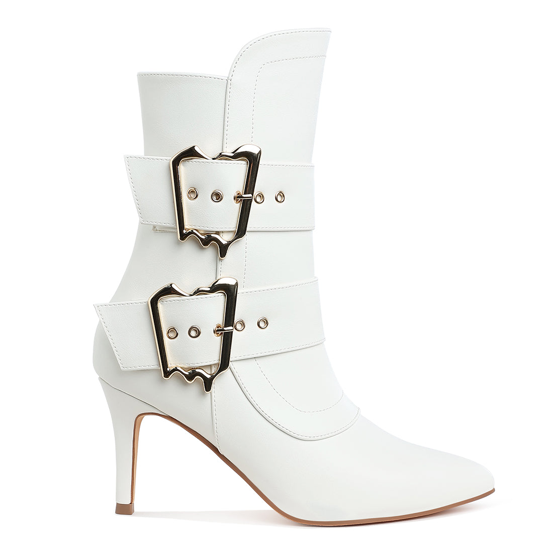 chunky buckle strap ankle boots#color_white