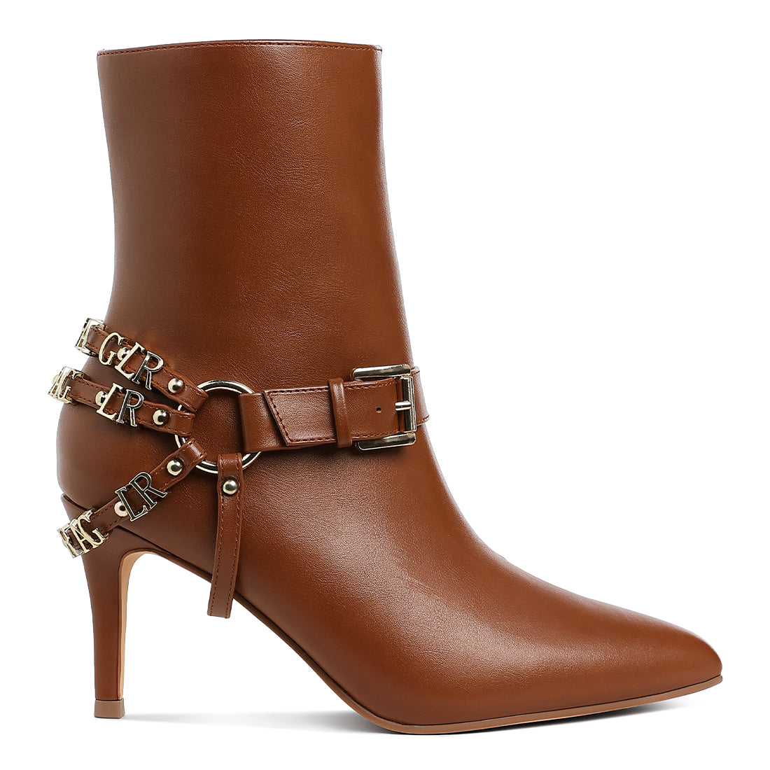 harness detail stiletto boots#color_tan