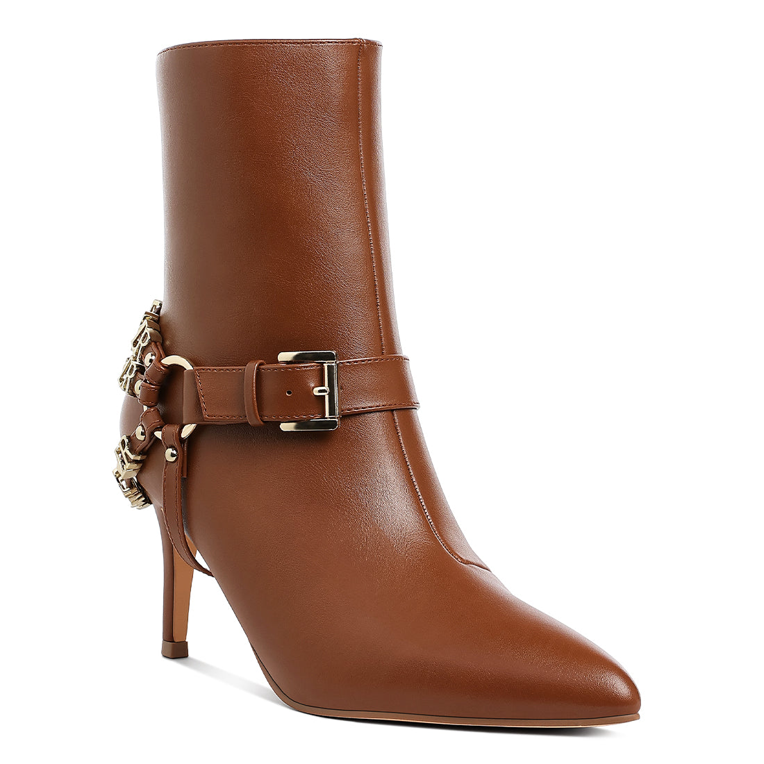 harness detail stiletto boots#color_tan
