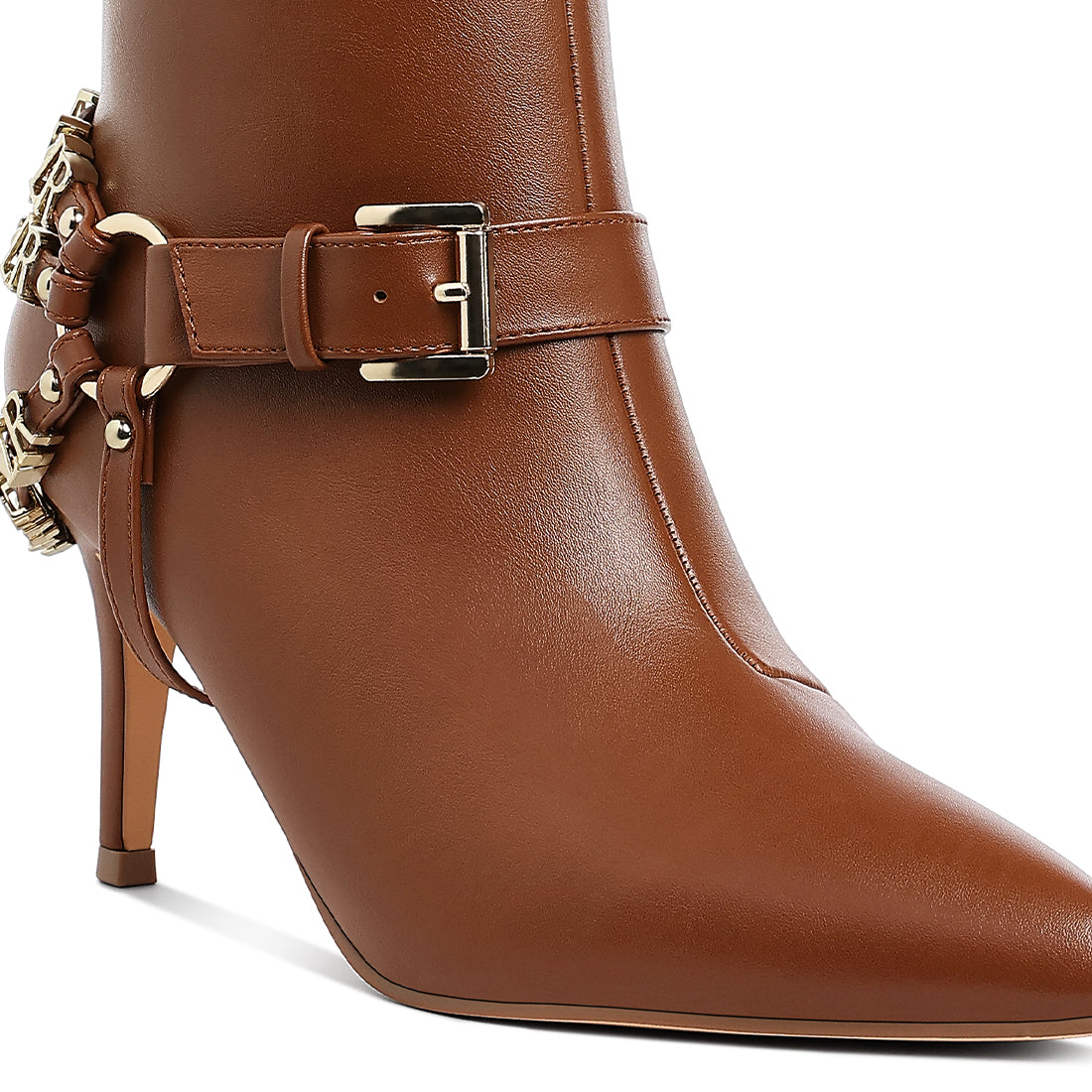 harness detail stiletto boots#color_tan