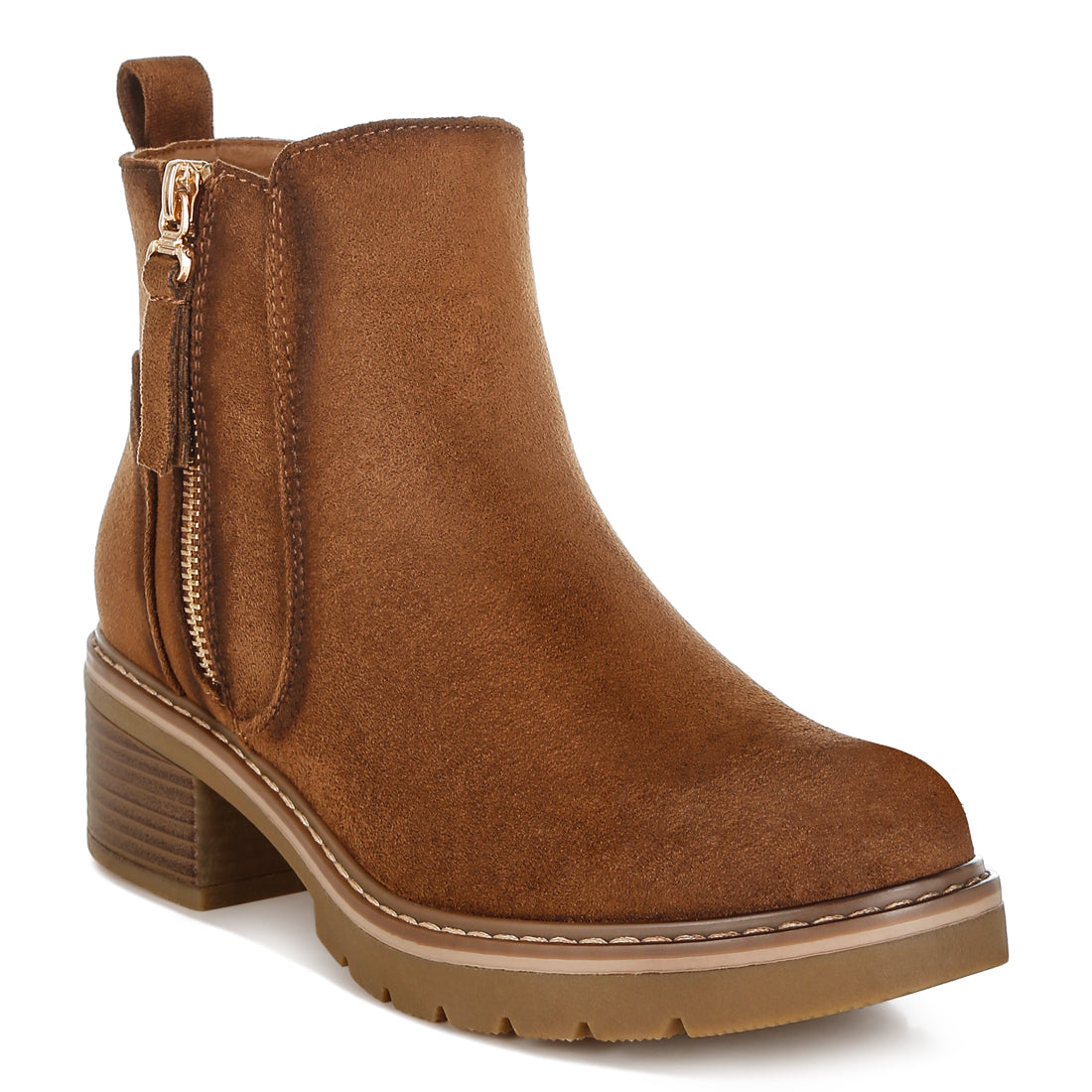 microfiber zipper boots#color_brown