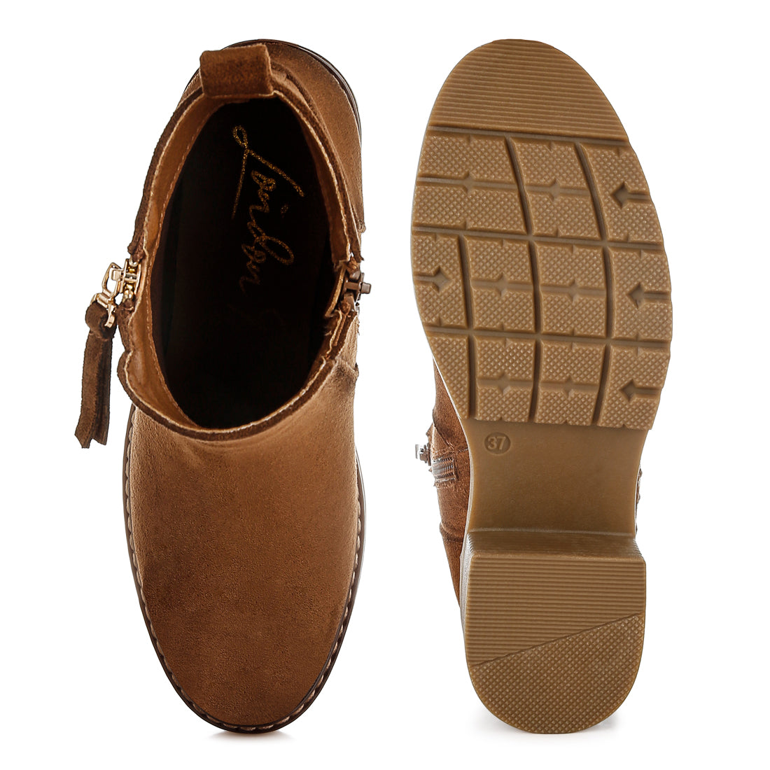 microfiber zipper boots#color_brown