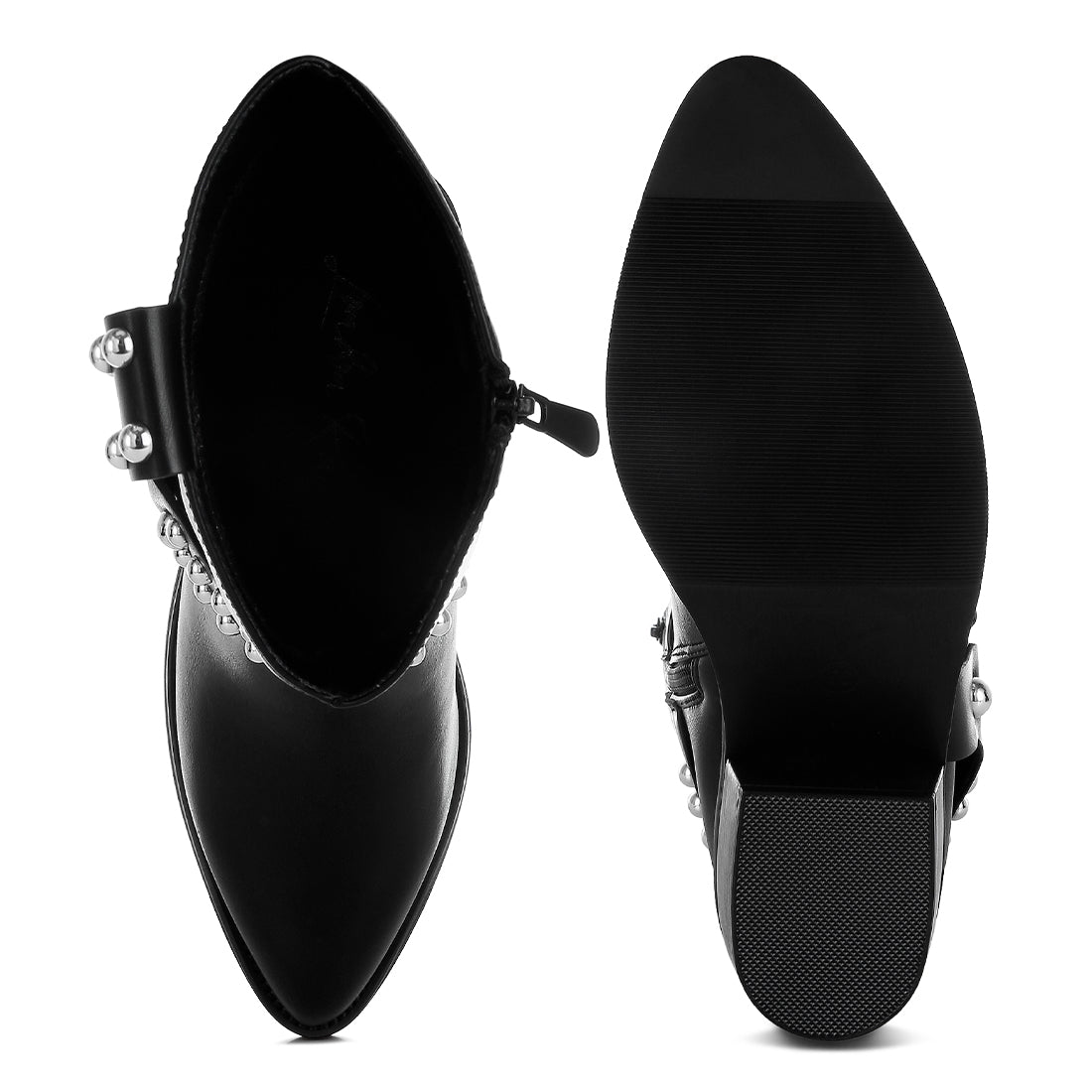 studded harness detail boots#color_black