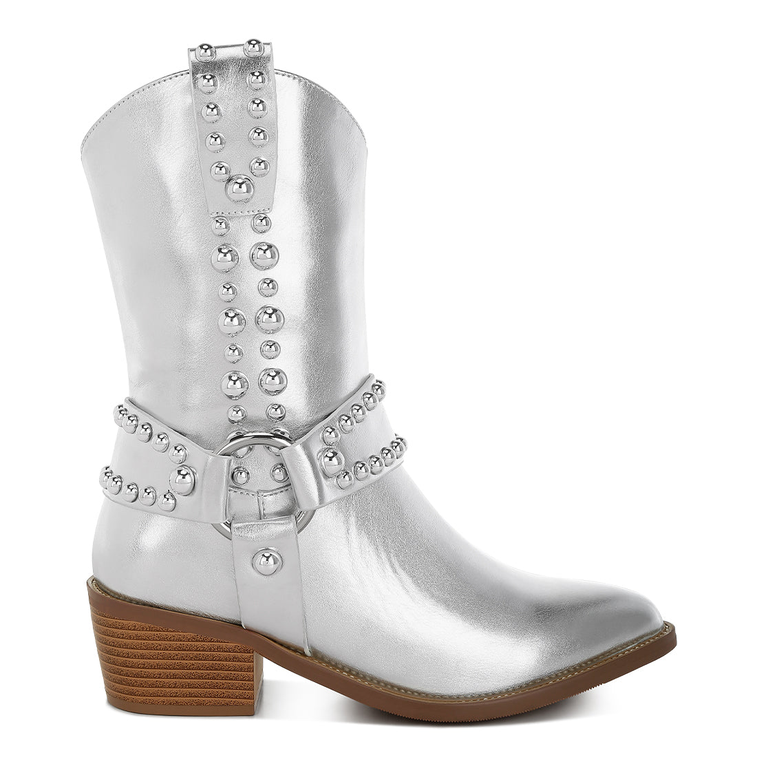 studded harness detail boots#color_silver