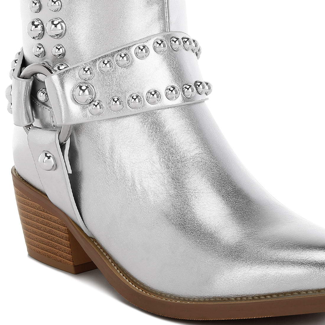 studded harness detail boots#color_silver