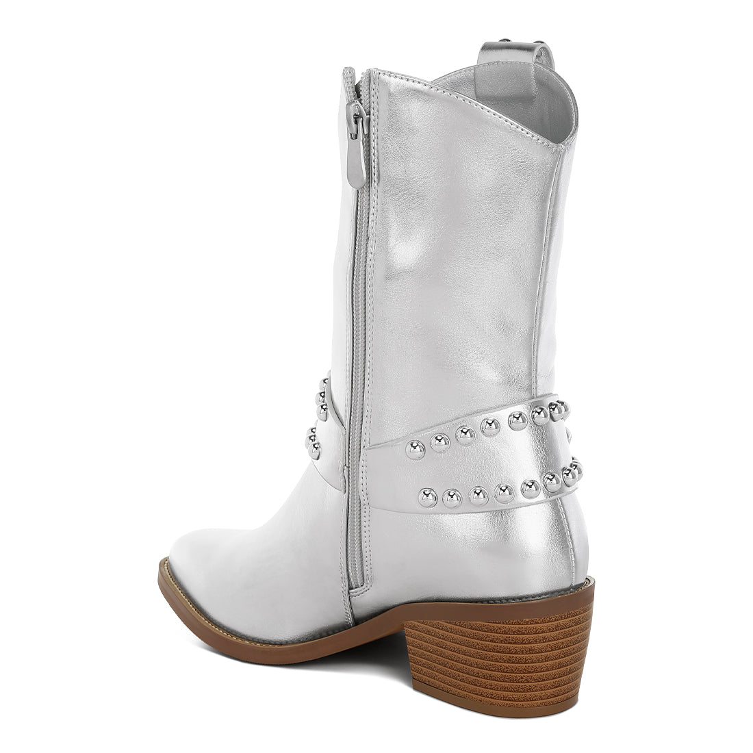 studded harness detail boots#color_silver
