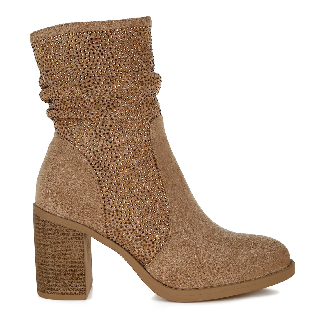 rhinestone studded slouchy ankle boots#color_beige