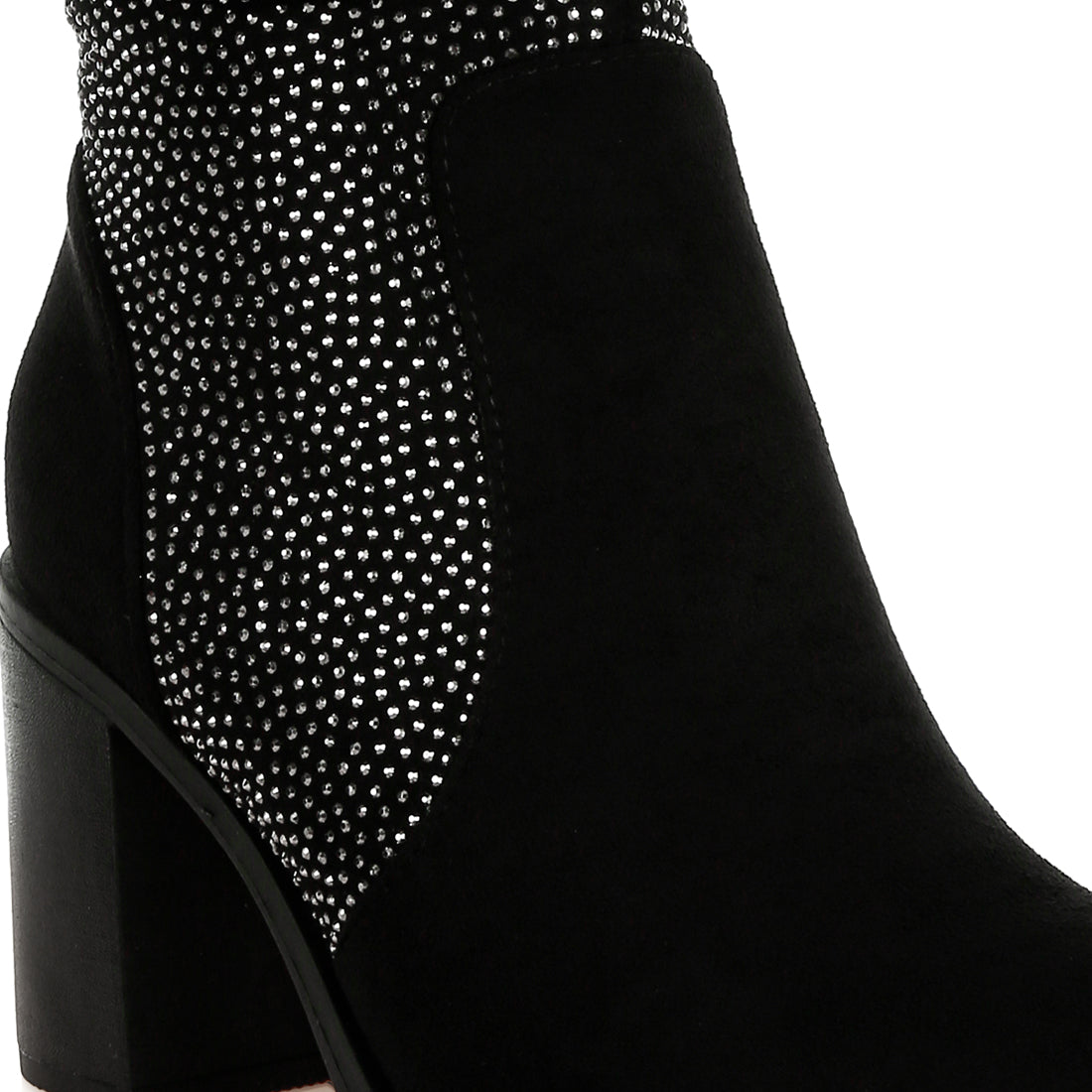 rhinestone studded slouchy ankle boots#color_black