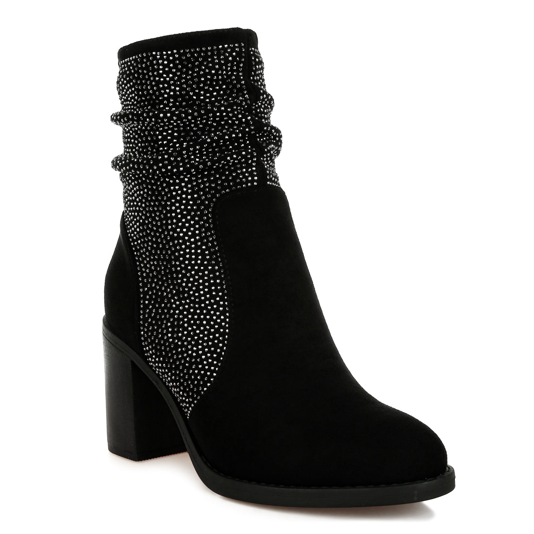 rhinestone studded slouchy ankle boots#color_black