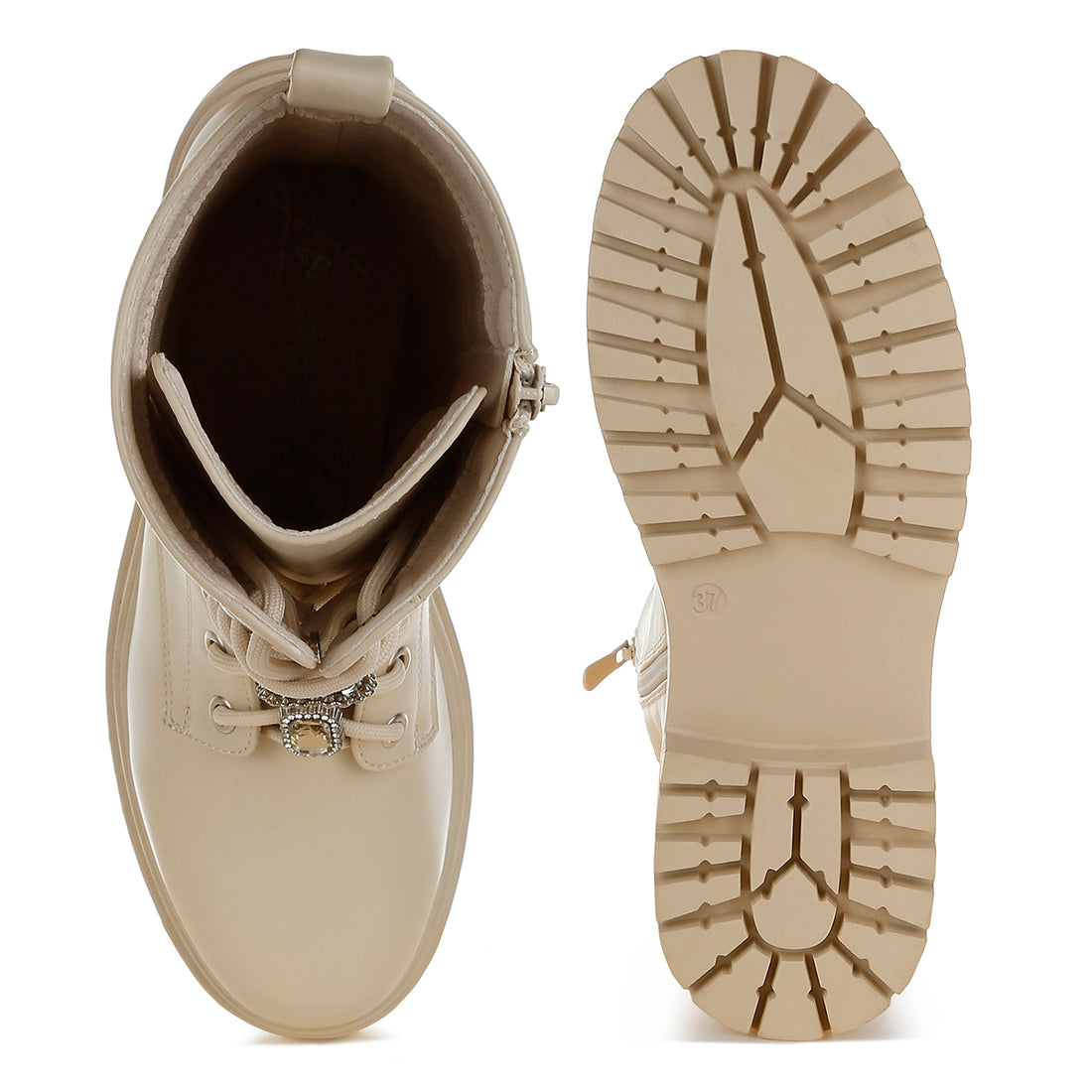 rhinestone jewelled chunky boots#color_beige