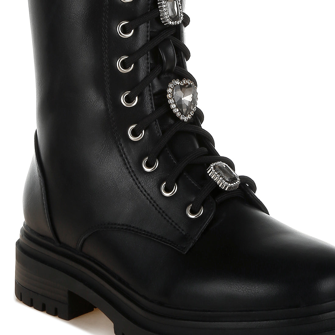 rhinestone jewelled chunky boots#color_black