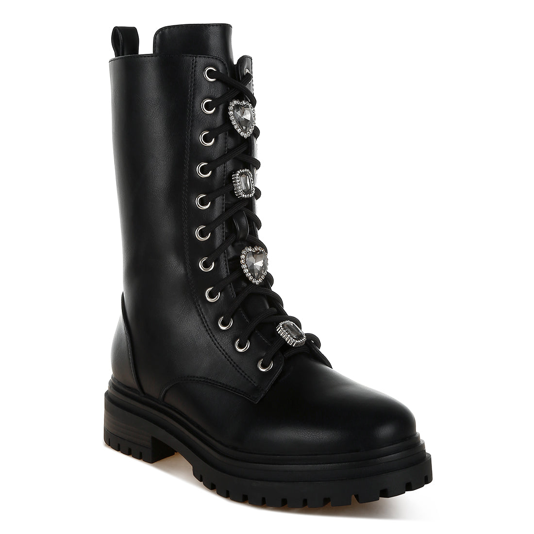 rhinestone jewelled chunky boots#color_black