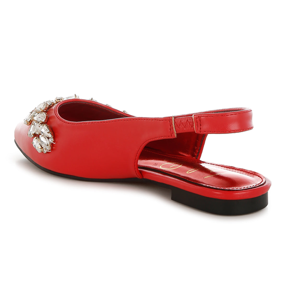diamante embellished flat sandals#color_red