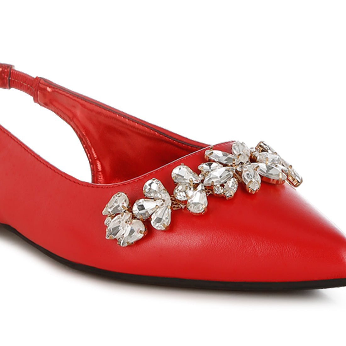 diamante embellished flat sandals#color_red