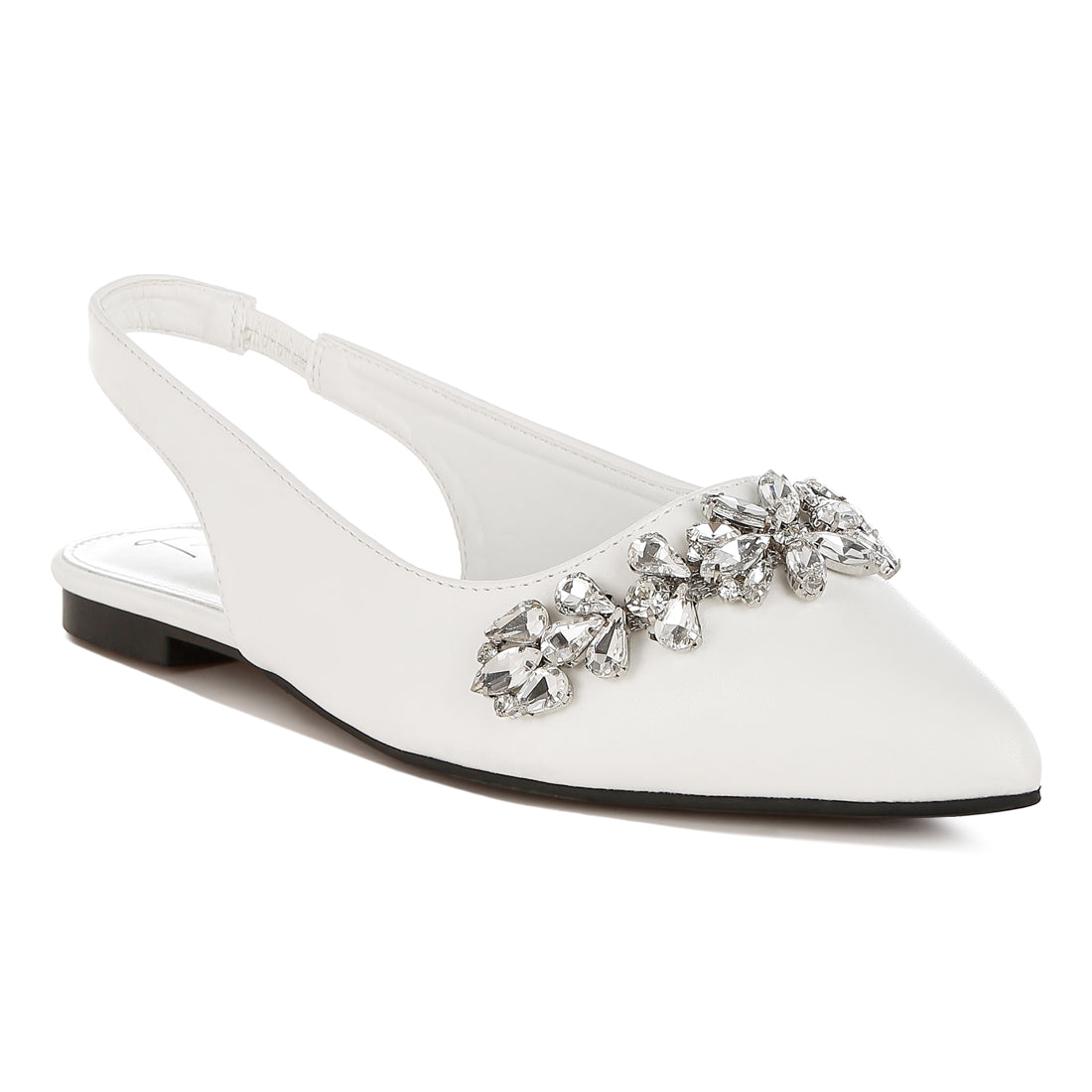 diamante embellished flat sandals#color_white