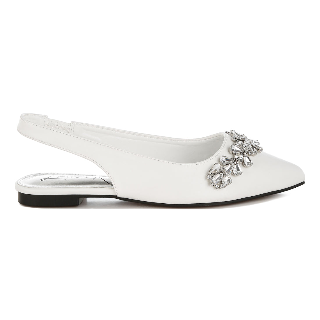 diamante embellished flat sandals#color_white