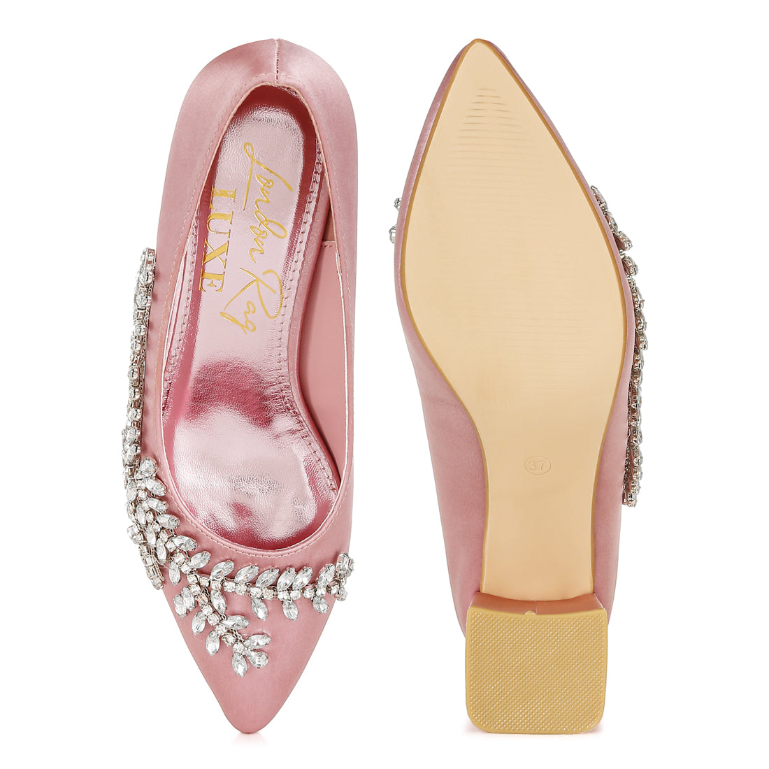 satin diamante embellished pumps#color_blush