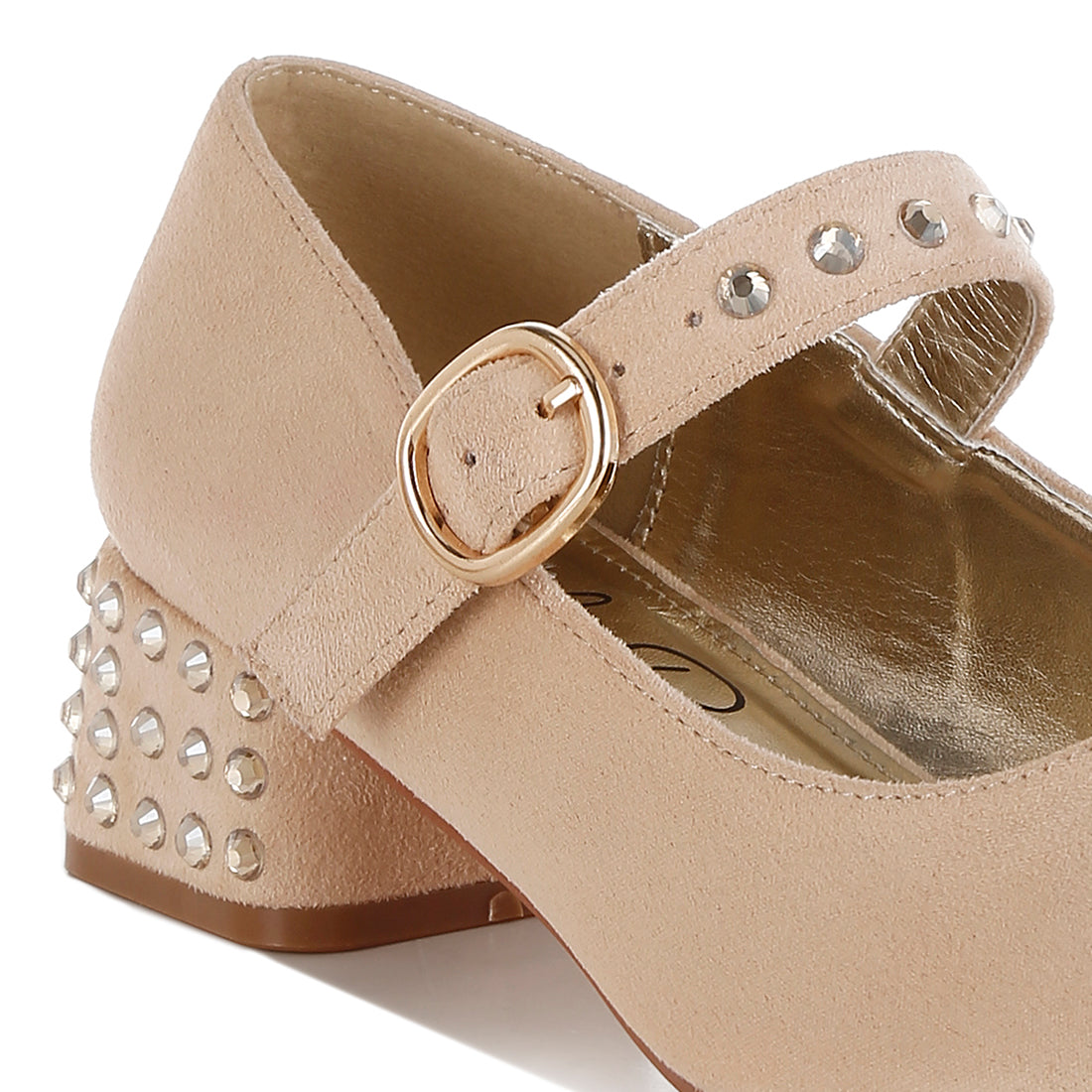 studded mary jane pumps#color_beige