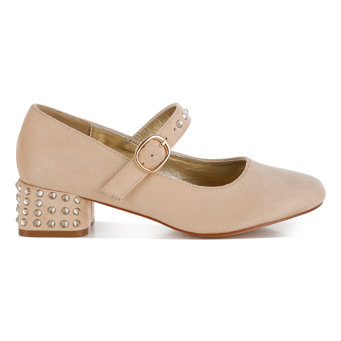 studded mary jane pumps#color_beige