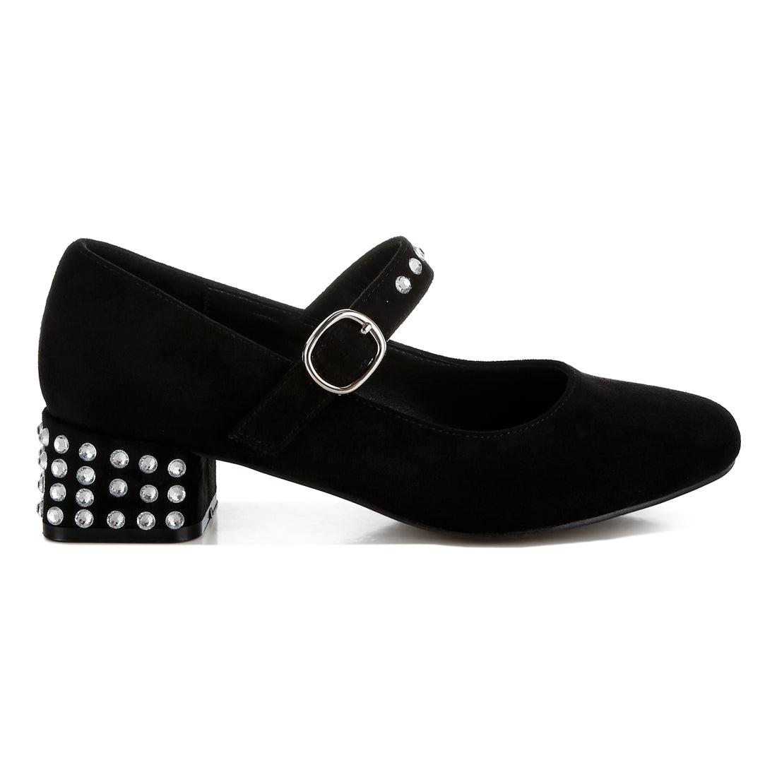 studded mary jane pumps#color_black