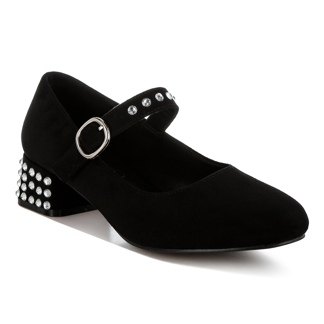 studded mary jane pumps#color_black