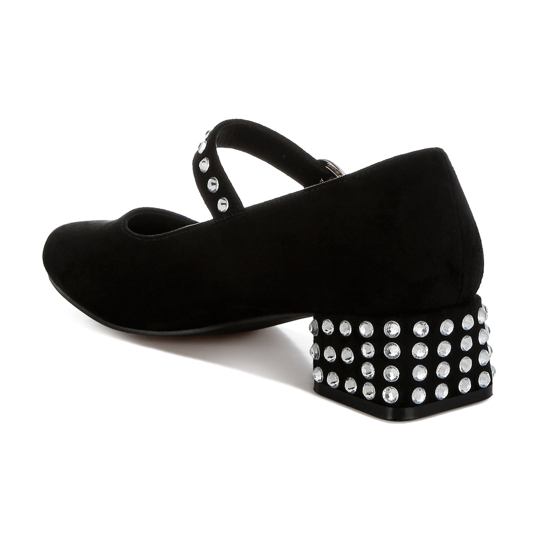 studded mary jane pumps#color_black