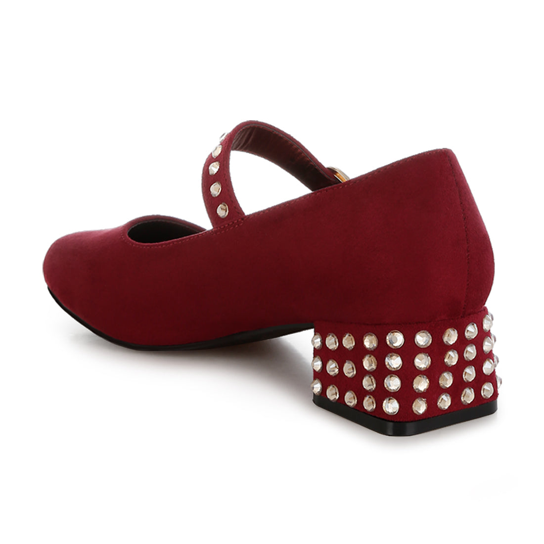 studded mary jane pumps#color_burgundy
