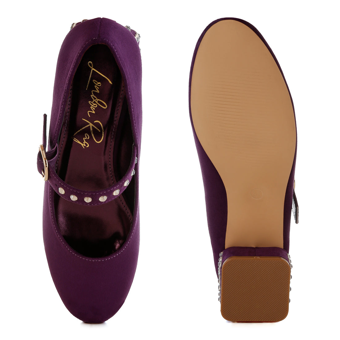 studded mary jane pumps#color_purple