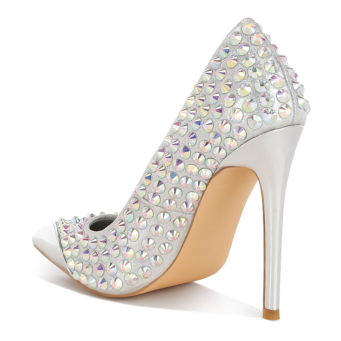 diamante embellished stiletto pumps#color_silver