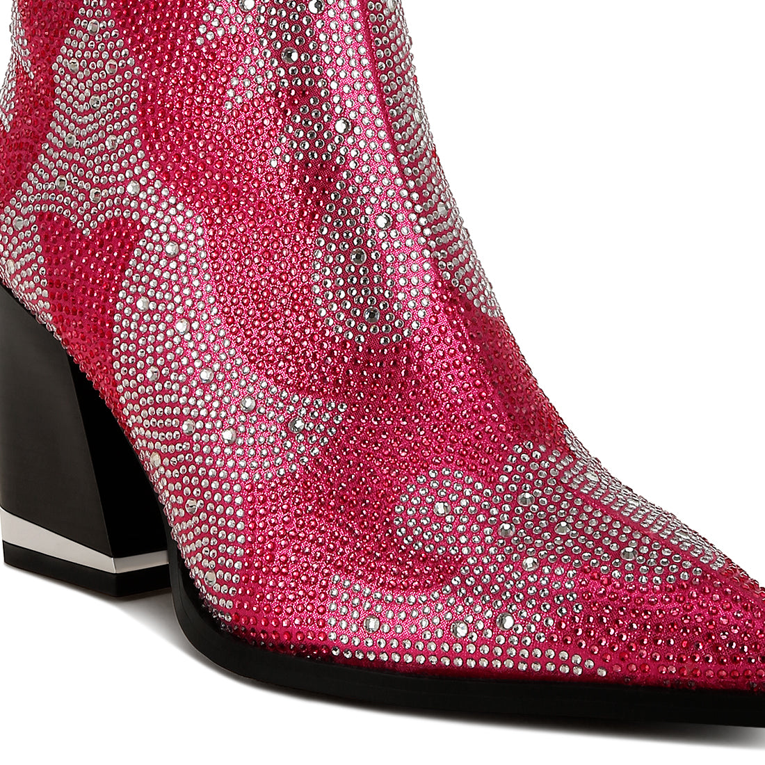 rhinestones embellished ankle boots#color_fuchsia