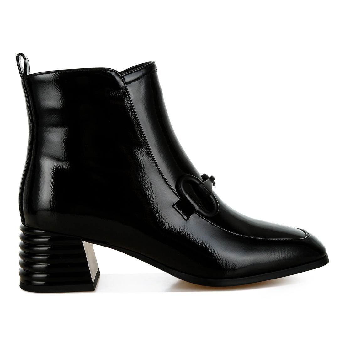textured block heel ankle boots#color_black