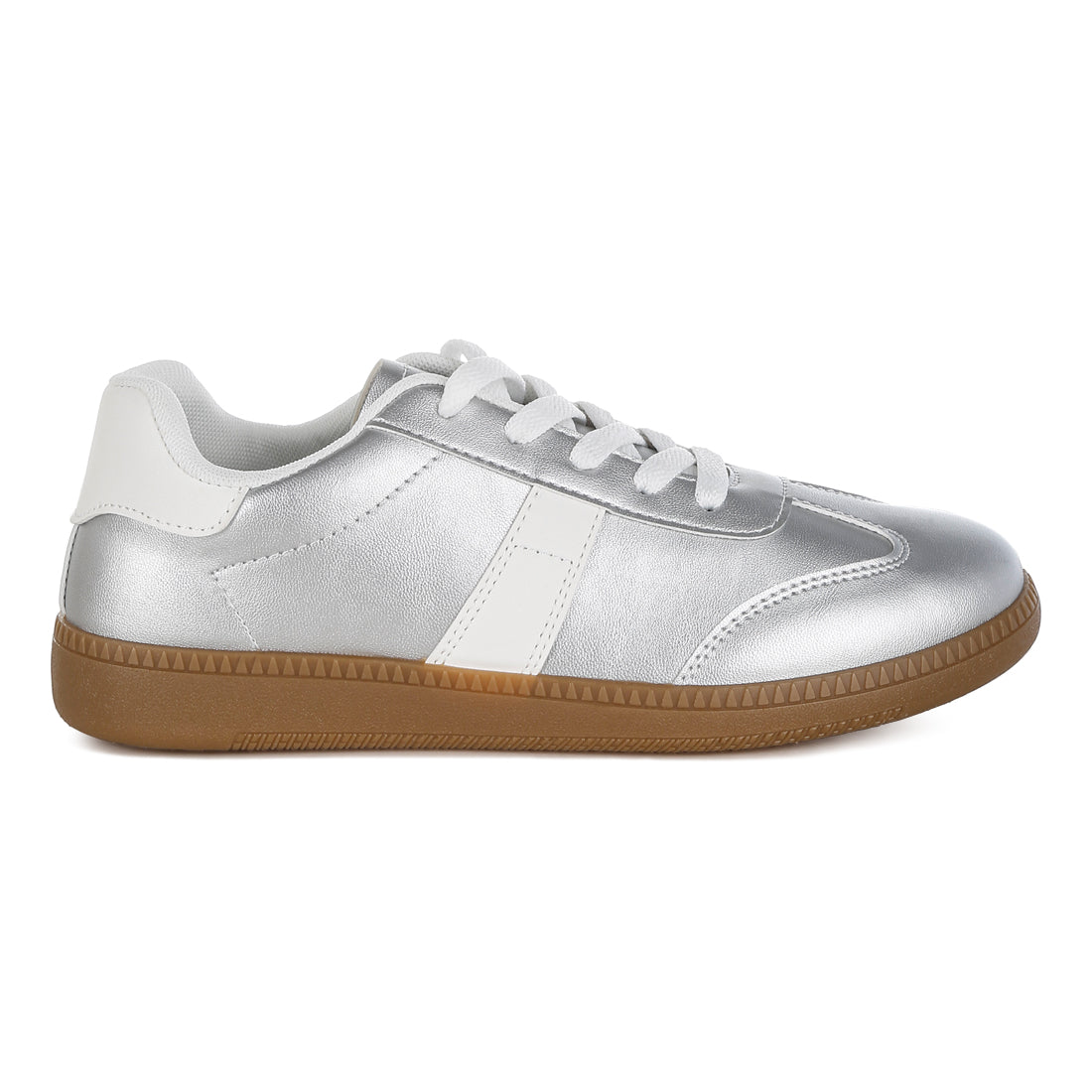 classic lace-up flatform sneaker#color_silver