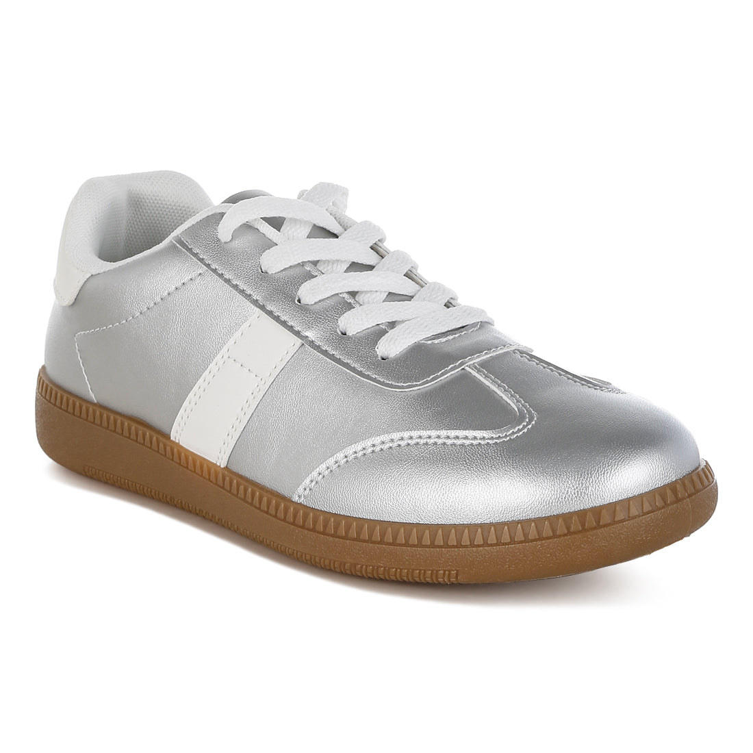 classic lace-up flatform sneaker#color_silver