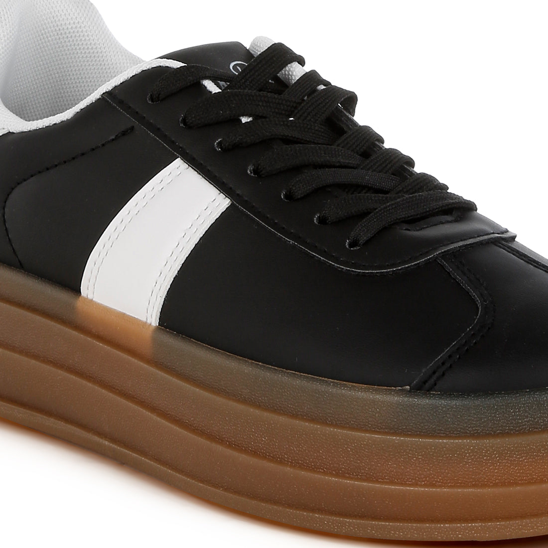 cassic faux leather lace-up sneakers#color_black