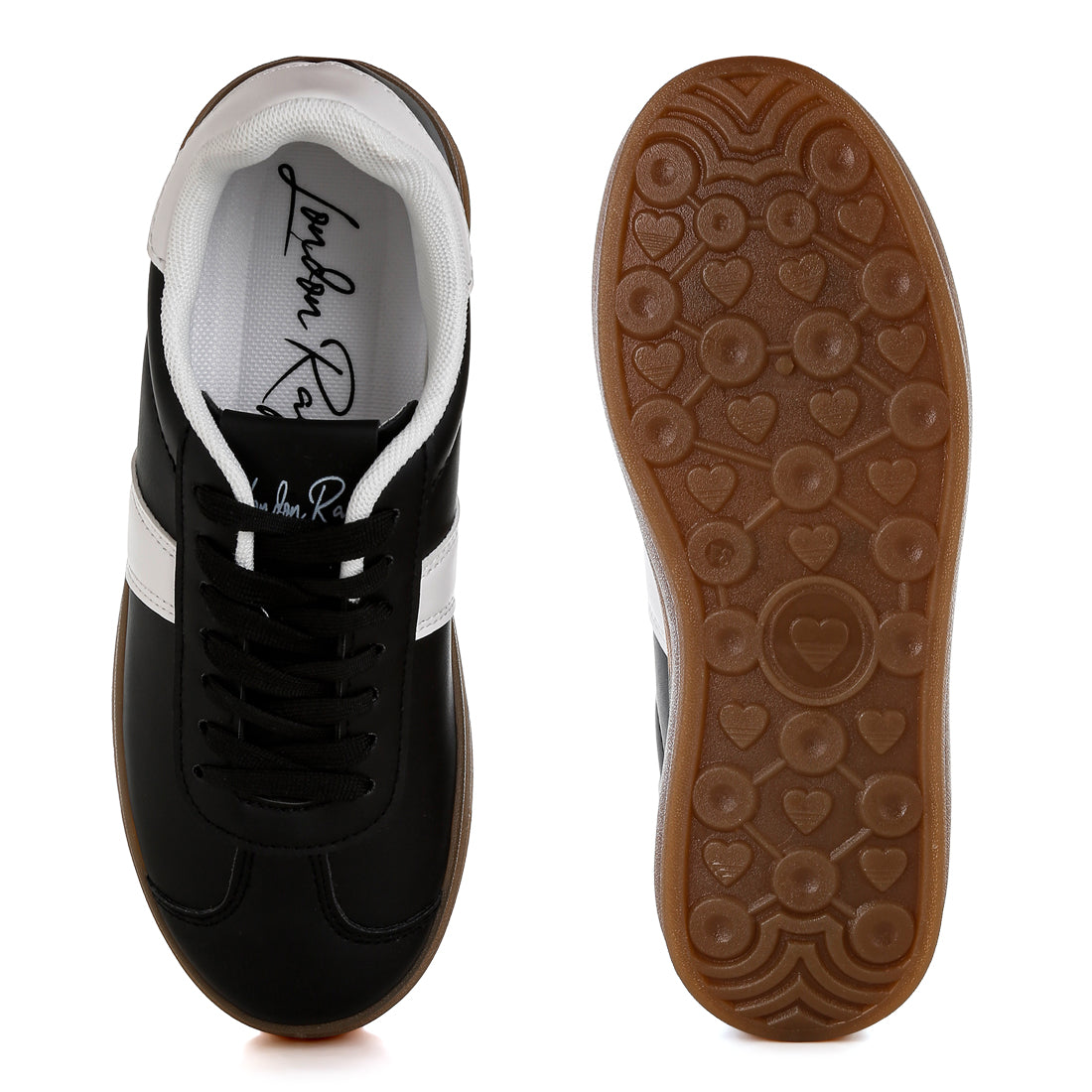 cassic faux leather lace-up sneakers#color_black