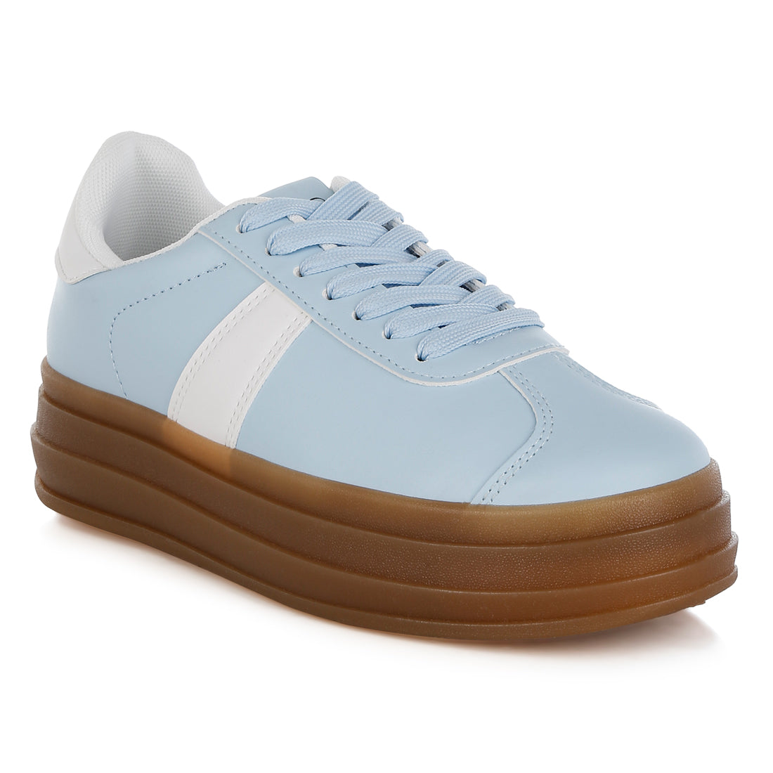 classic faux leather lace-up sneakers#color_blue