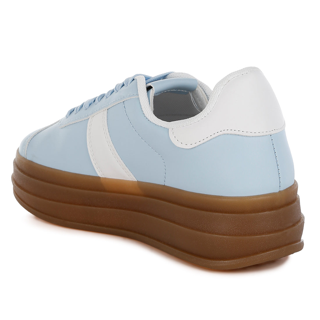 classic faux leather lace-up sneakers#color_blue