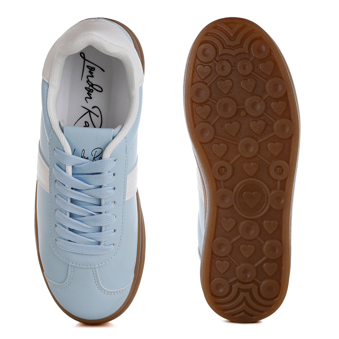 classic faux leather lace-up sneakers#color_blue